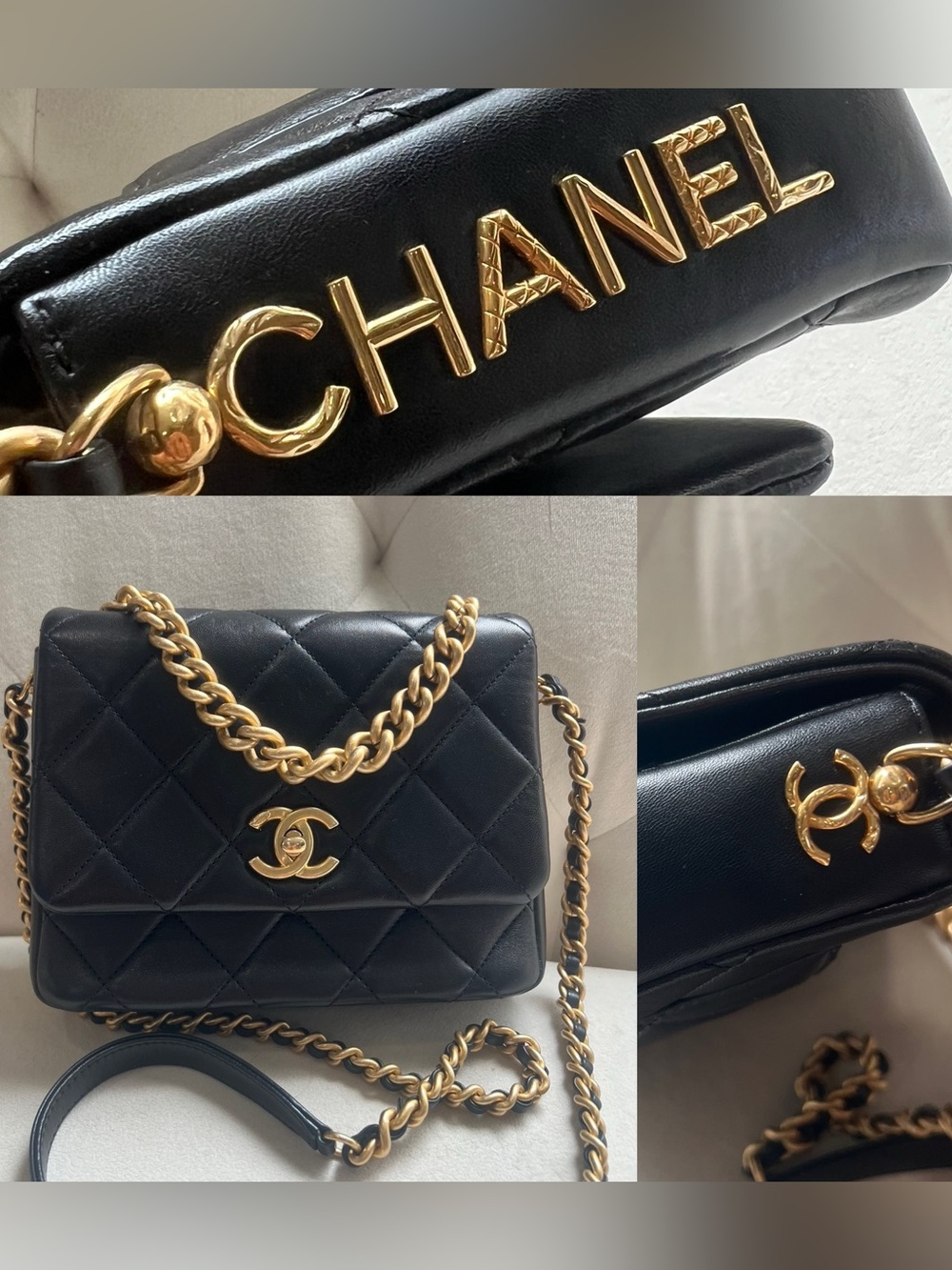 Chanel Black Side Note Flap Bag
